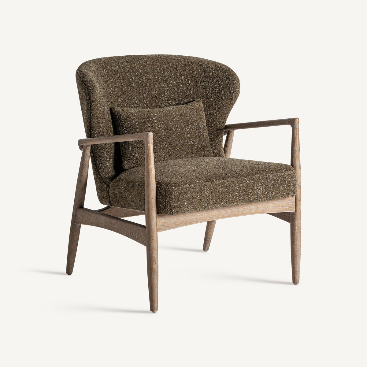 Sillón de fresno tapizado verde Ca Marí
