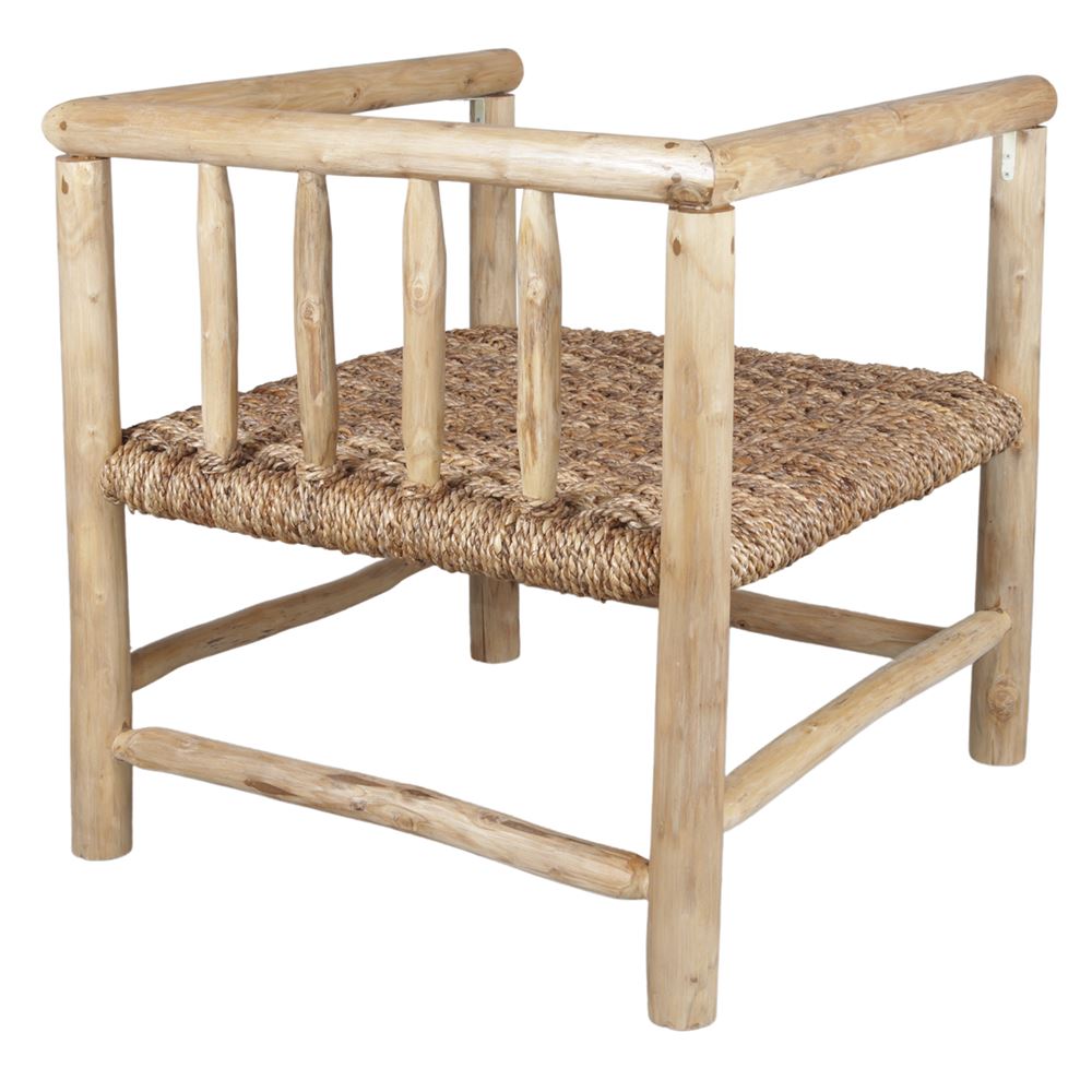 Sillón de madera tropical y fibra natural Abel