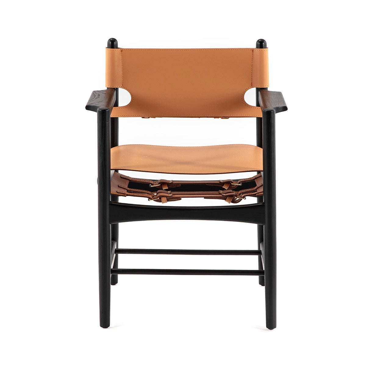 Sillón de madera y piel Sagres