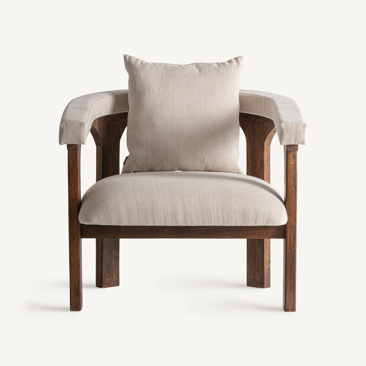 Sillón de mango tapizado beige Na Xamena