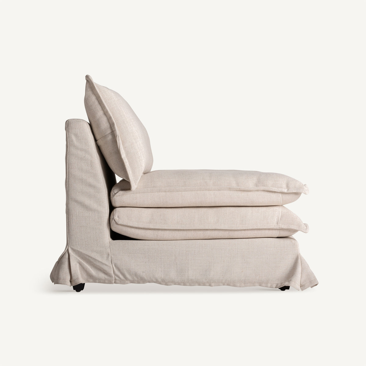 Sillón de pino negro tapizado blanco roto Ses Torretes