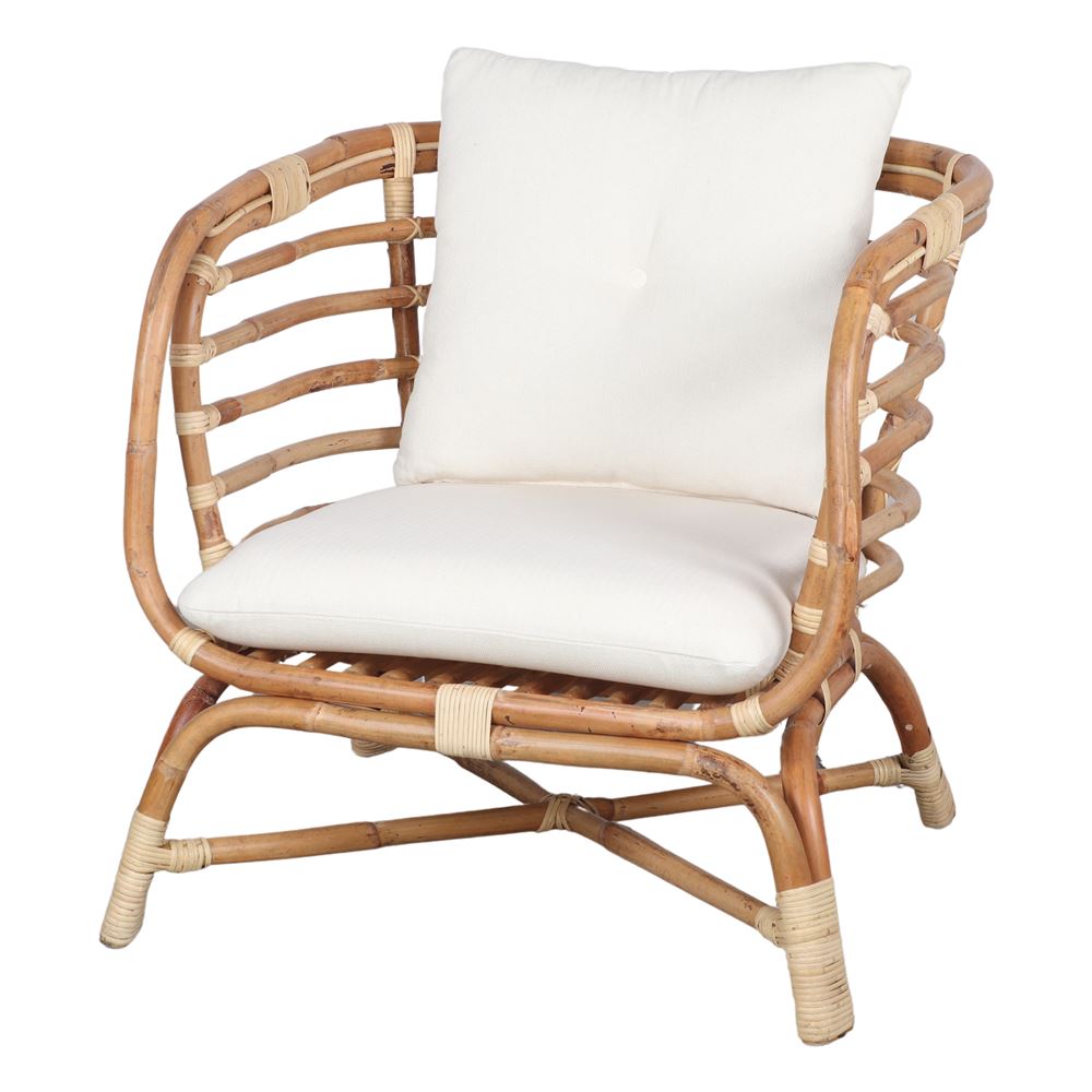 Sillón de ratán natural con cojín Tecla