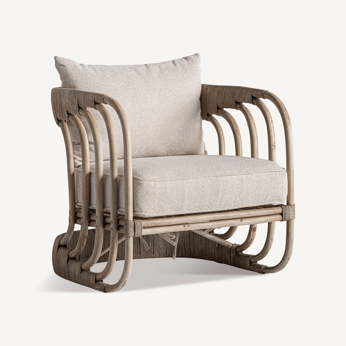Sillón de ratán tapizado beige Cala Boix