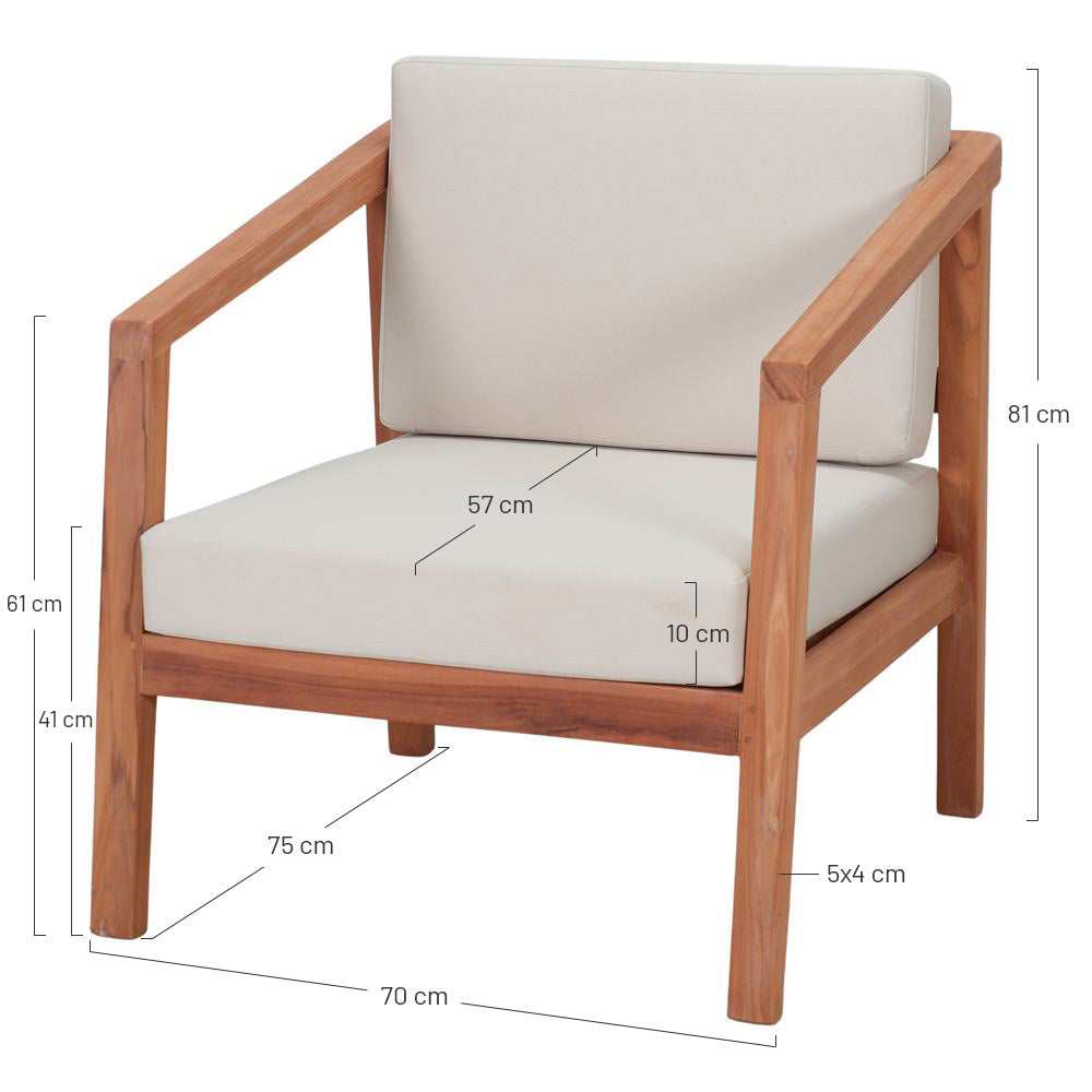 Sillón de teca con cojín Ravi