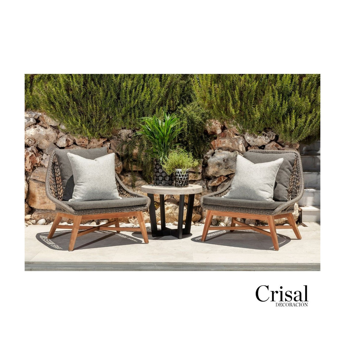 Sillón bajo de teca y cuerda Serrano