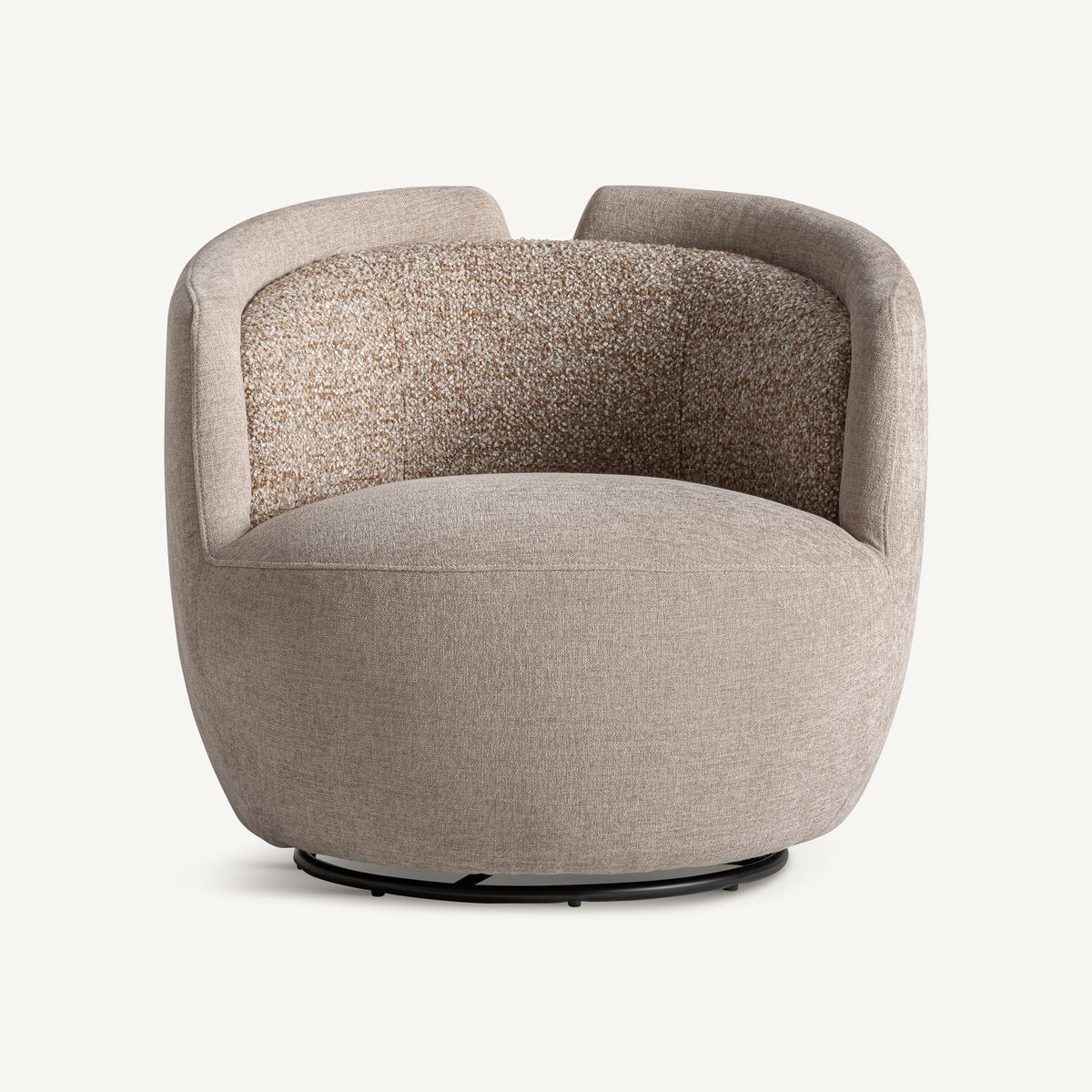 Sillón giratorio de chenilla beige Sant Miquel