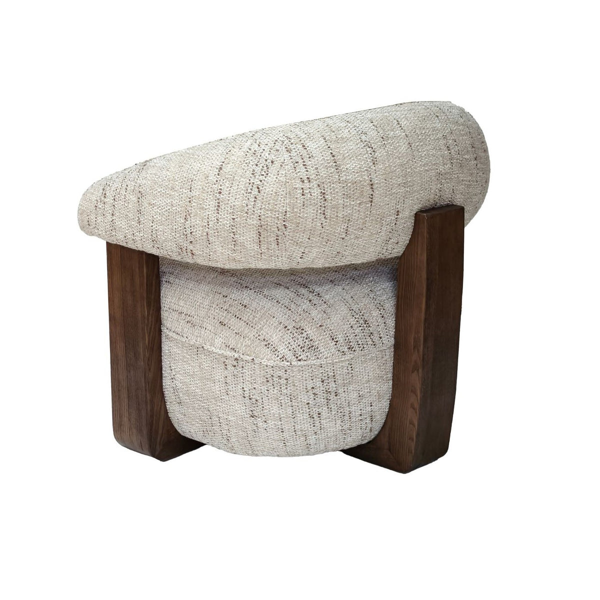 Sillón orgánico de nogal y tapizado crudo Uncastillo