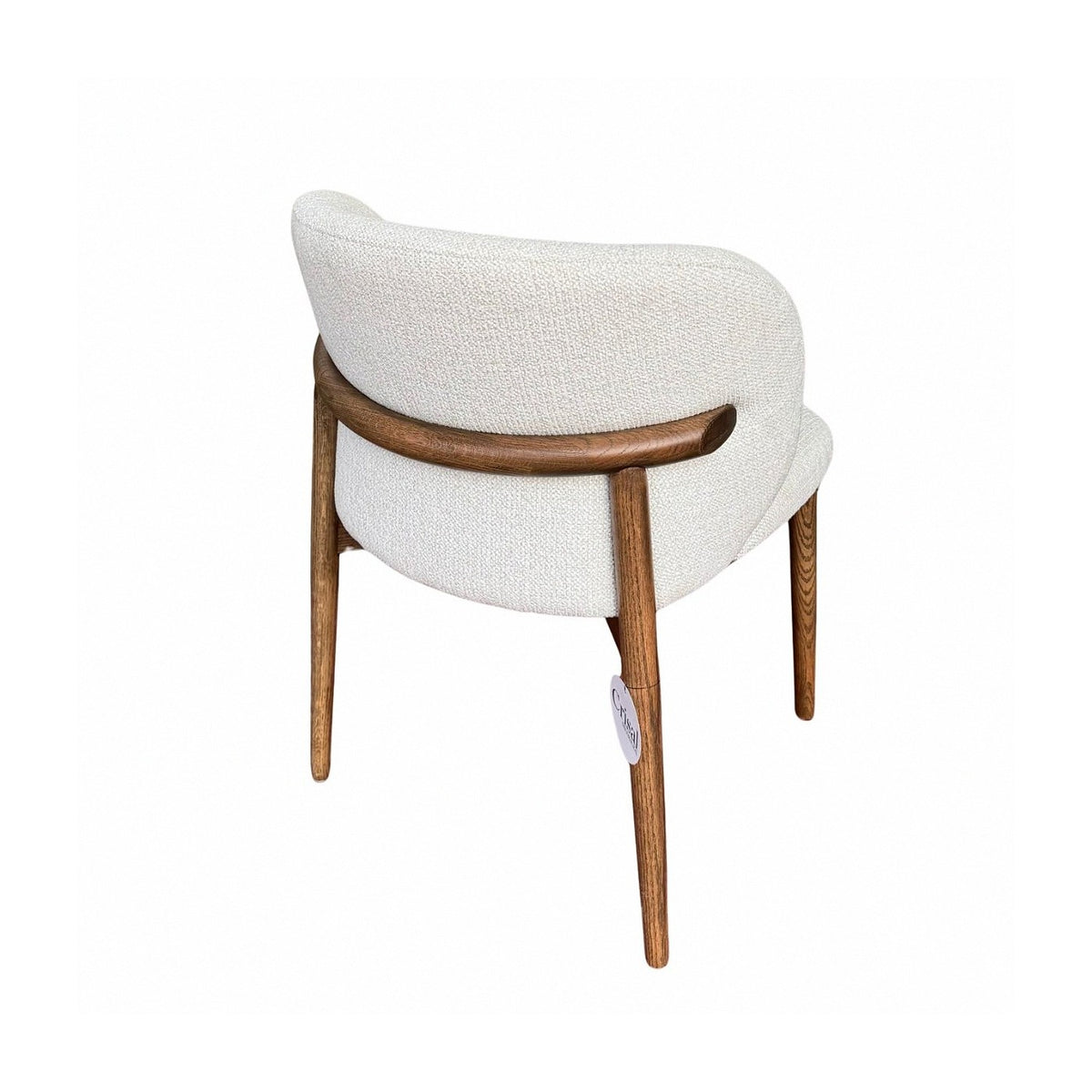 Sillón redondeado de fresno nogal y bouclé Peñíscola