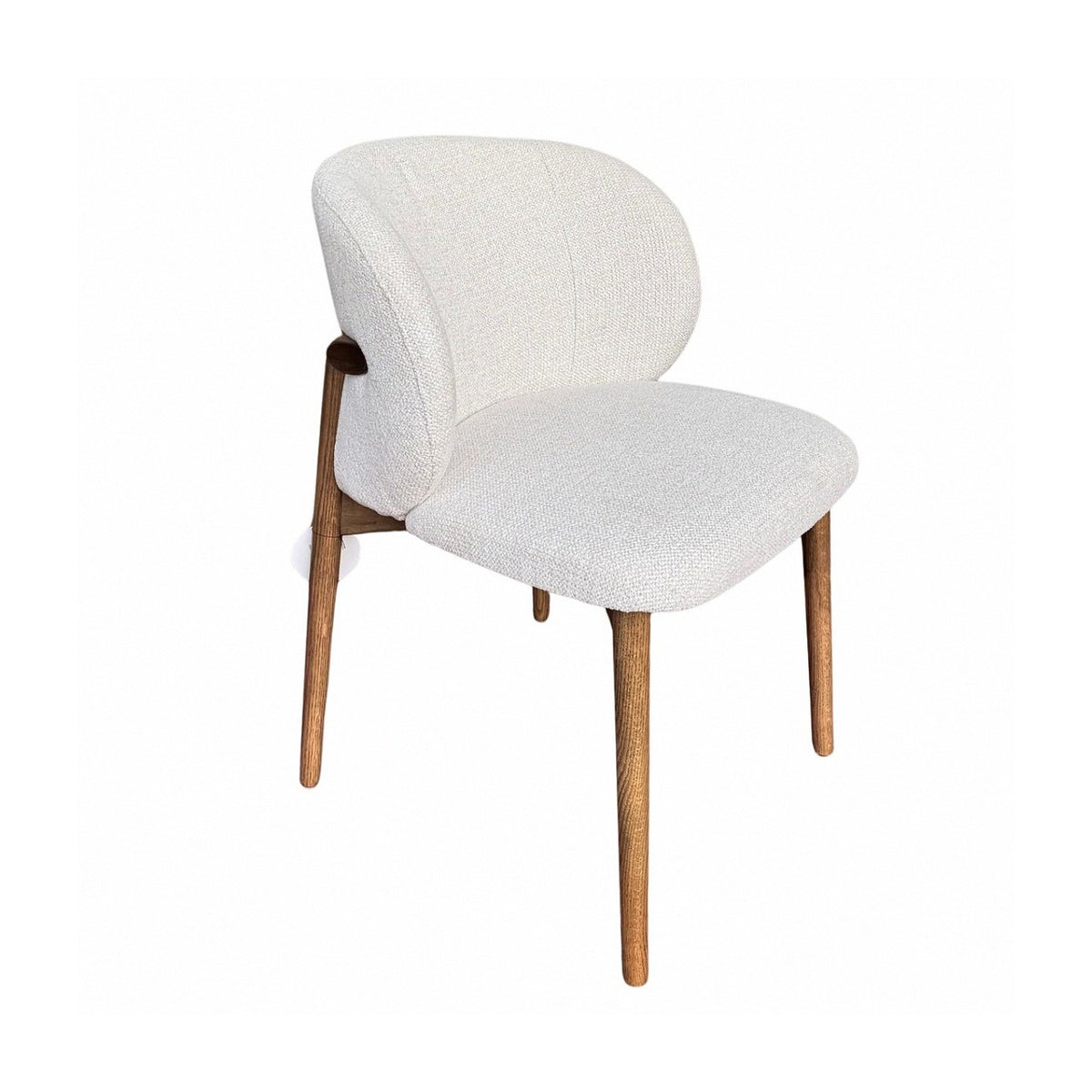 Sillón redondeado de fresno nogal y bouclé Peñíscola