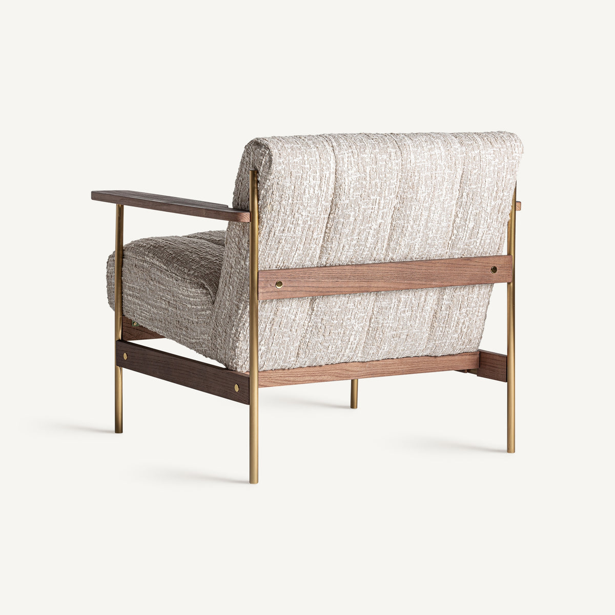 Sillón tapizado beige y dorado Santa Gertrudis