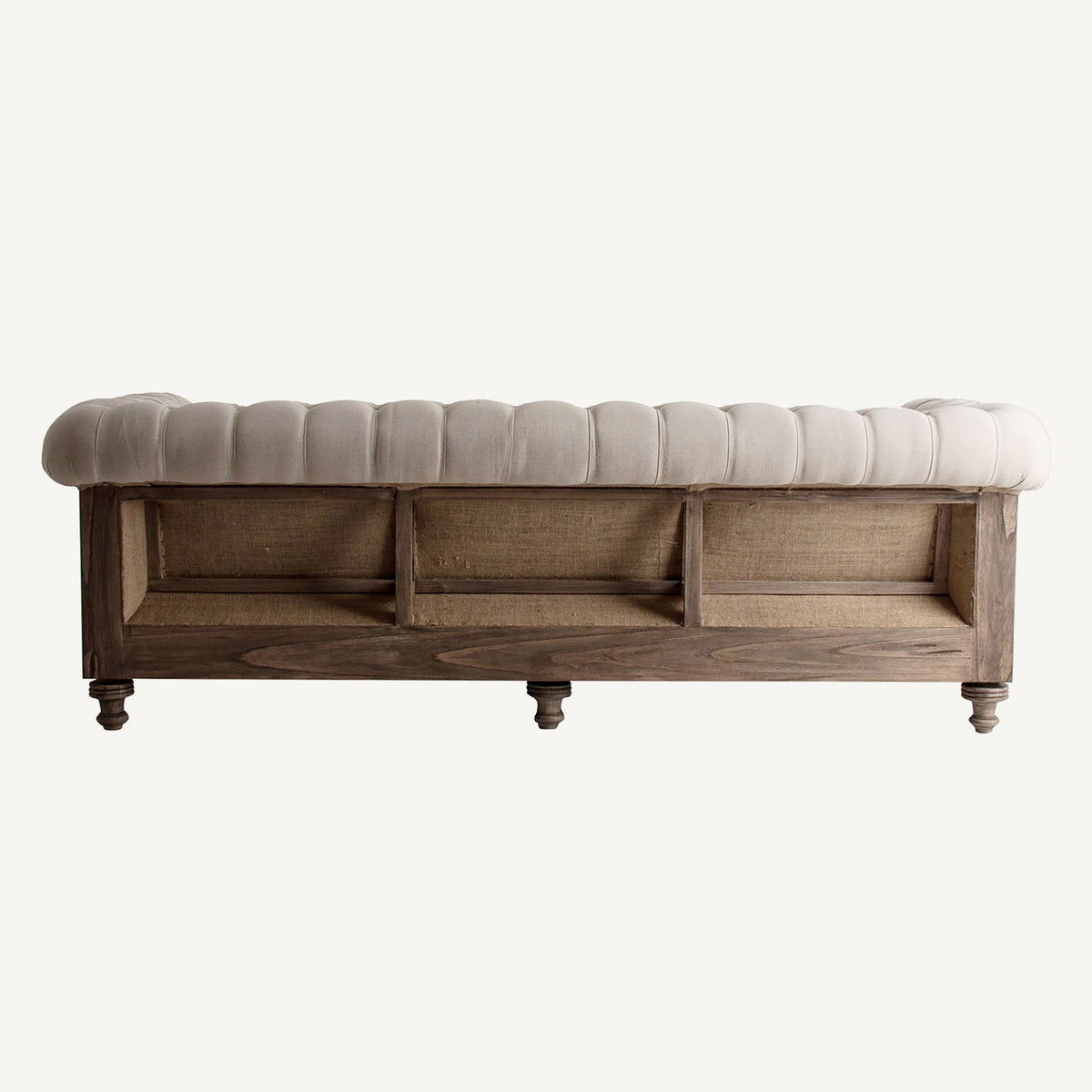 Sofá capitoné de madera y poliéster Menton marrón