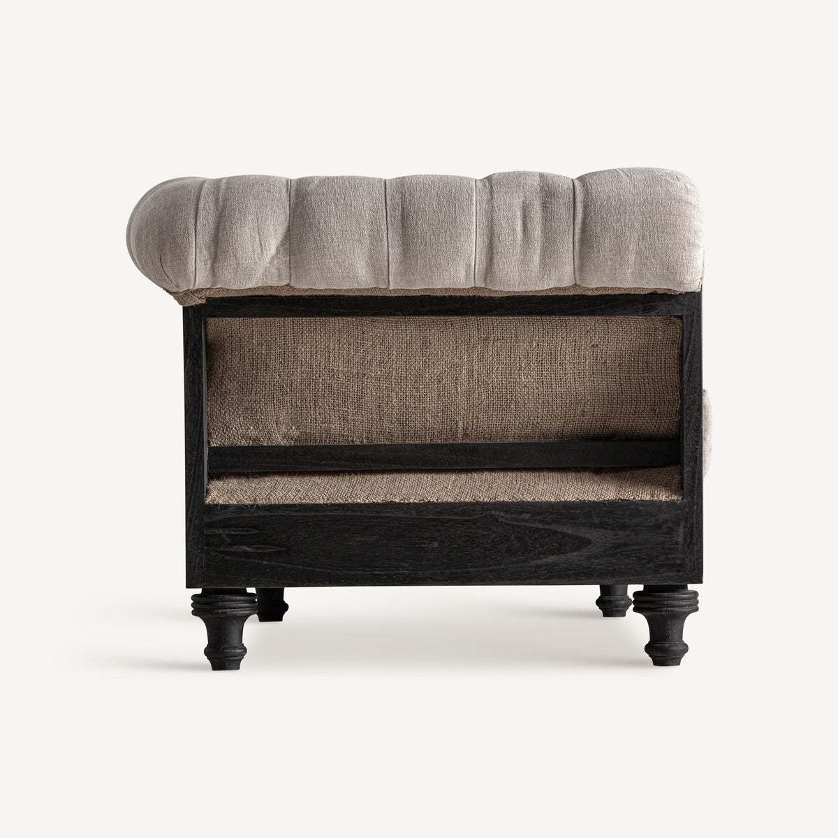 Sofá capitoné de madera y poliéster Menton negro