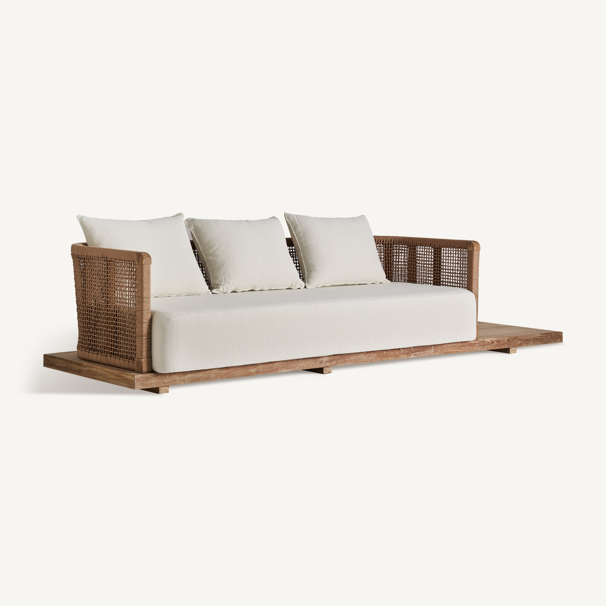 Sofá de exterior de teca reciclada Nonza 320 cm blanco