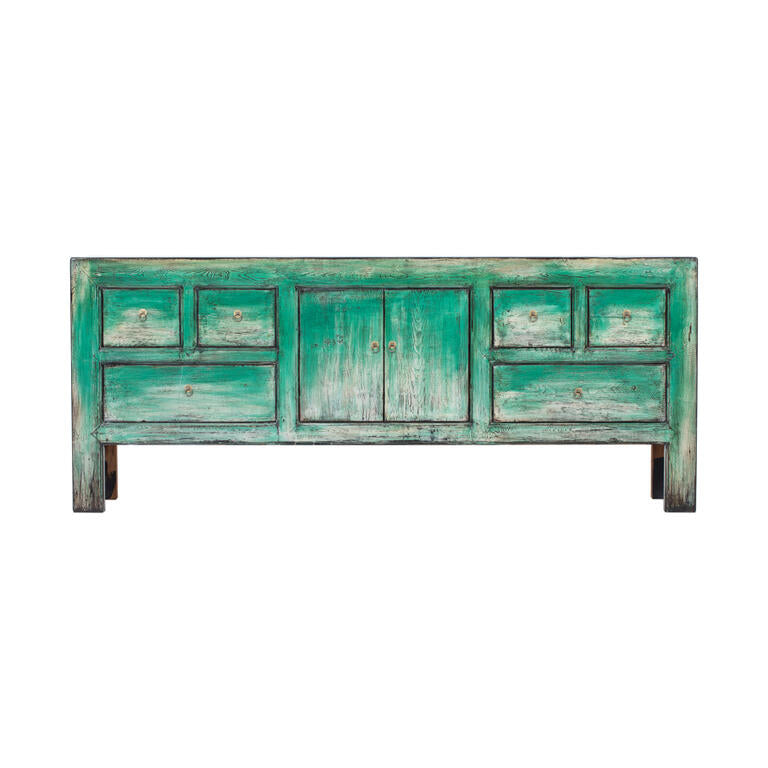 Cómoda verde de pino con 6 cajones y 2 puertas Junqing