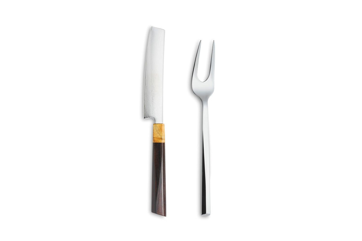 Set de cuchillo y tenedor chuletero Kaji en caja de madera Comas