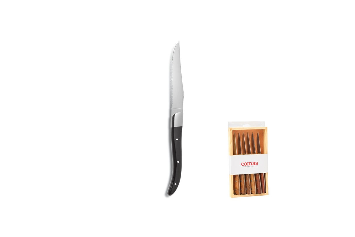 Estuche de madera con 6 cuchillos chuleteros Comas
