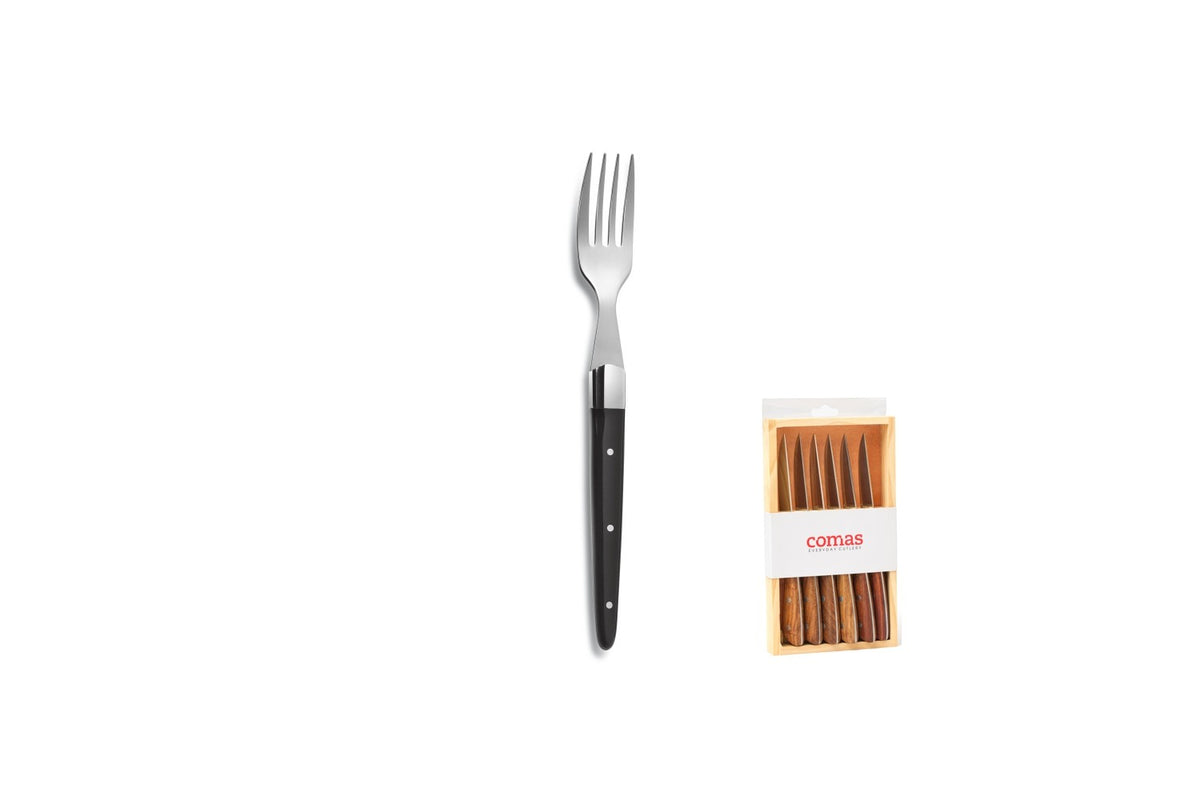 Set de 2 estuches de madera con 6 tenedores para carne Comas