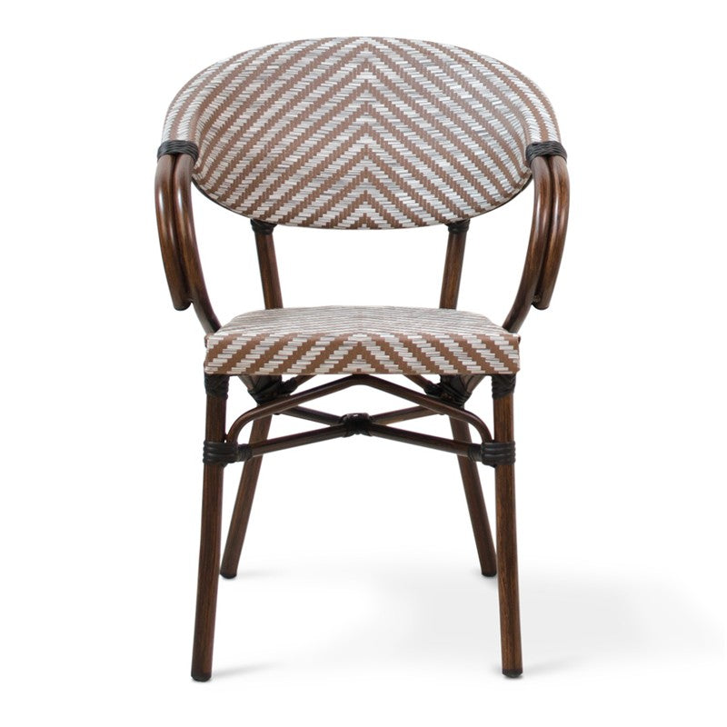 Silla con brazos de aluminio efecto ratán Young