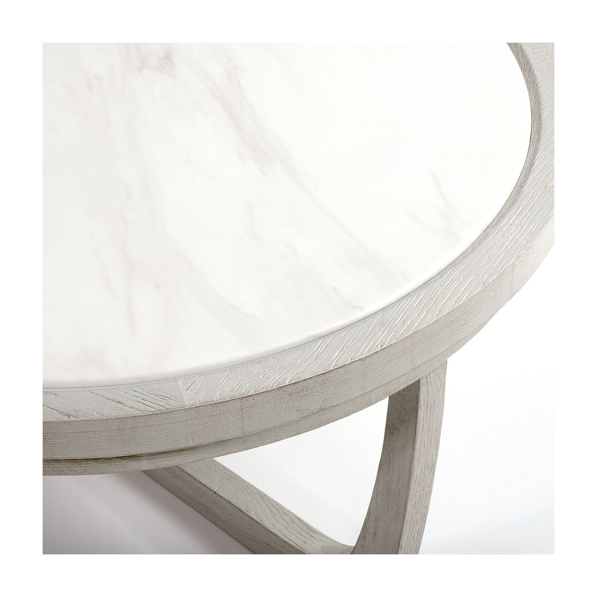 Mesa auxiliar redonda mediana de roble blanco y piedra Sortelha