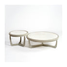 Mesa auxiliar redonda mediana de roble blanco y piedra Sortelha