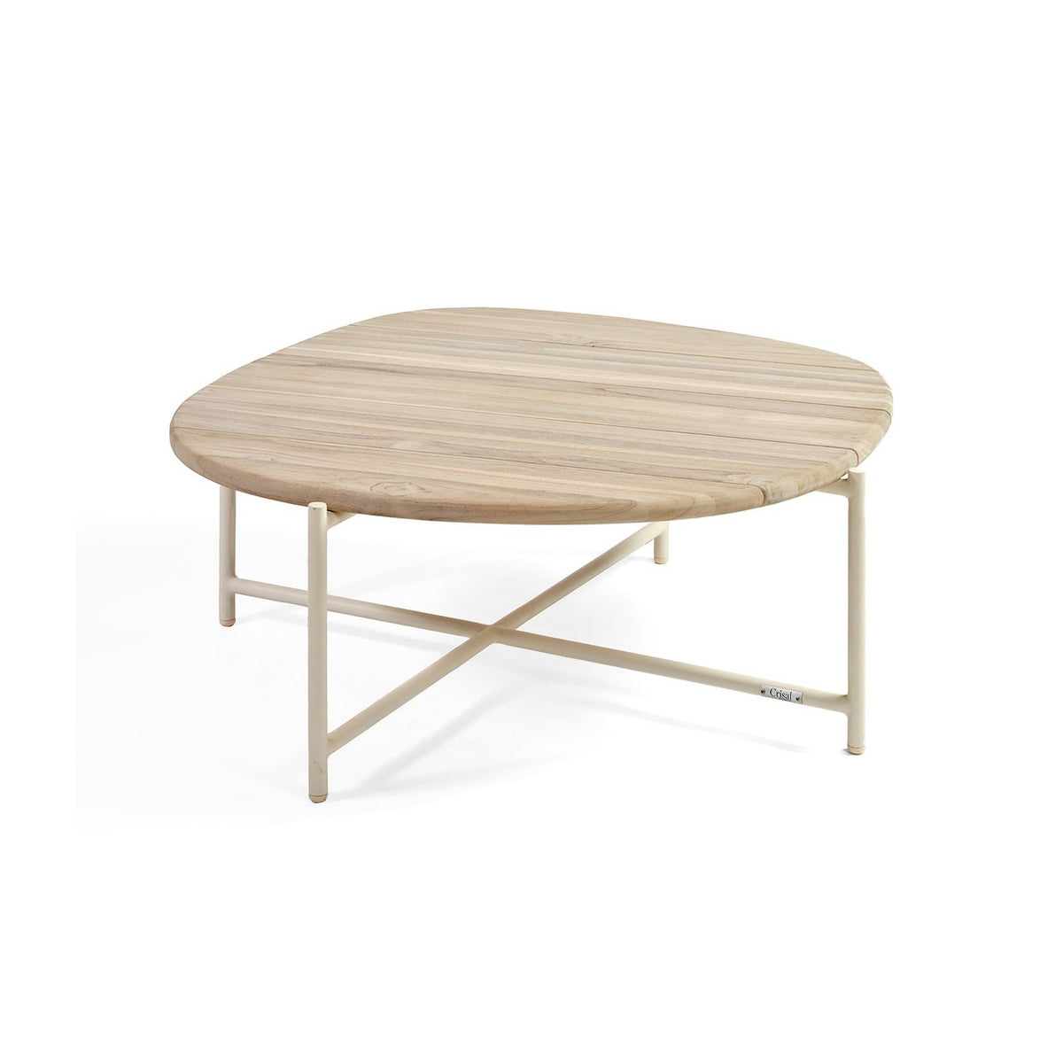 Mesa de centro de teca y aluminio blanco Aigües Blanques