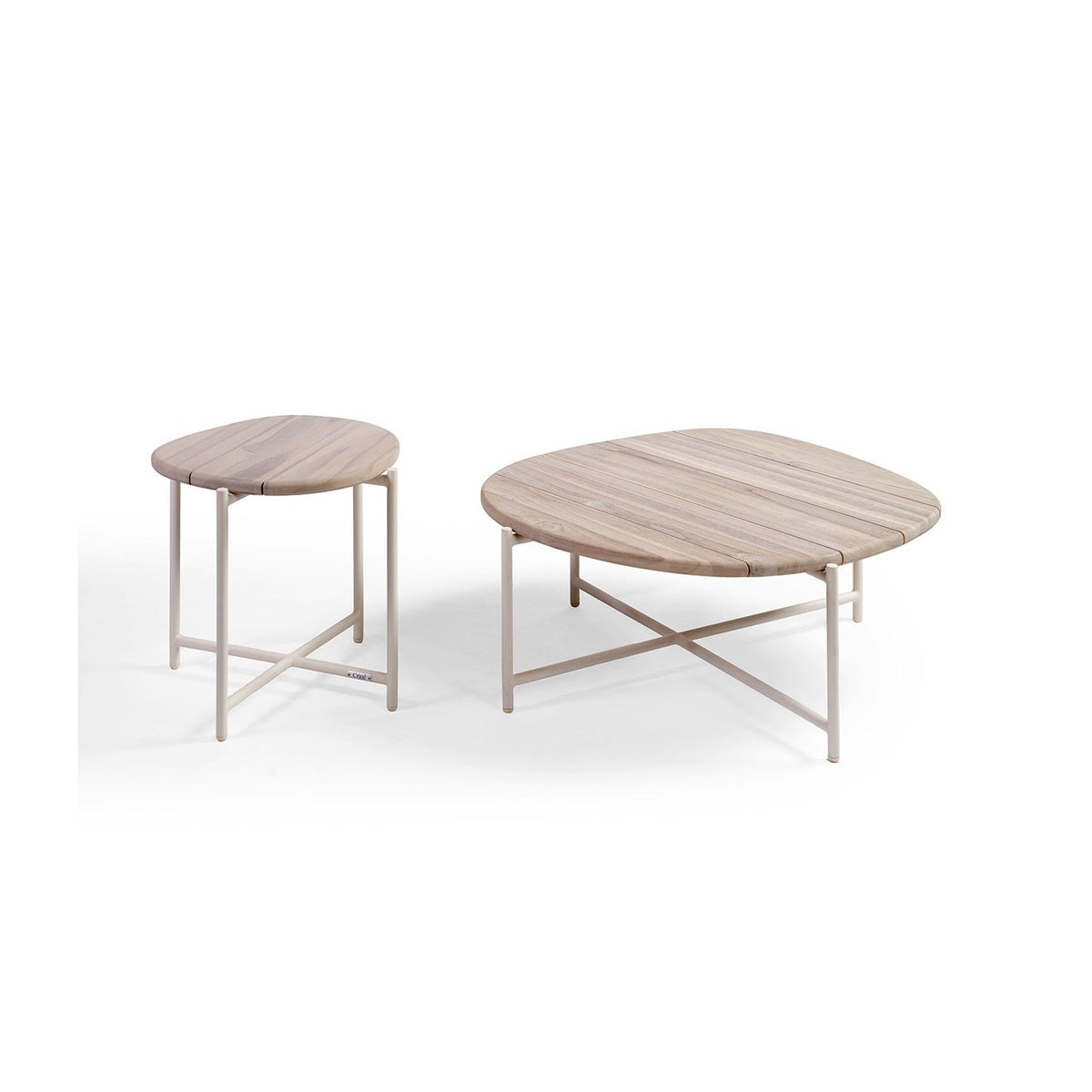 Mesa de centro de teca y aluminio blanco Aigües Blanques