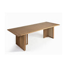 Mesa de comedor de roble natural con patas alistonadas Ortigia