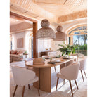 Silla tapizada beige piedra y madera natural Halki