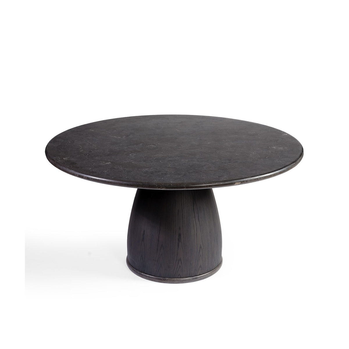 Mesa de comedor redonda de piedra y fresno oscuro Tamezret