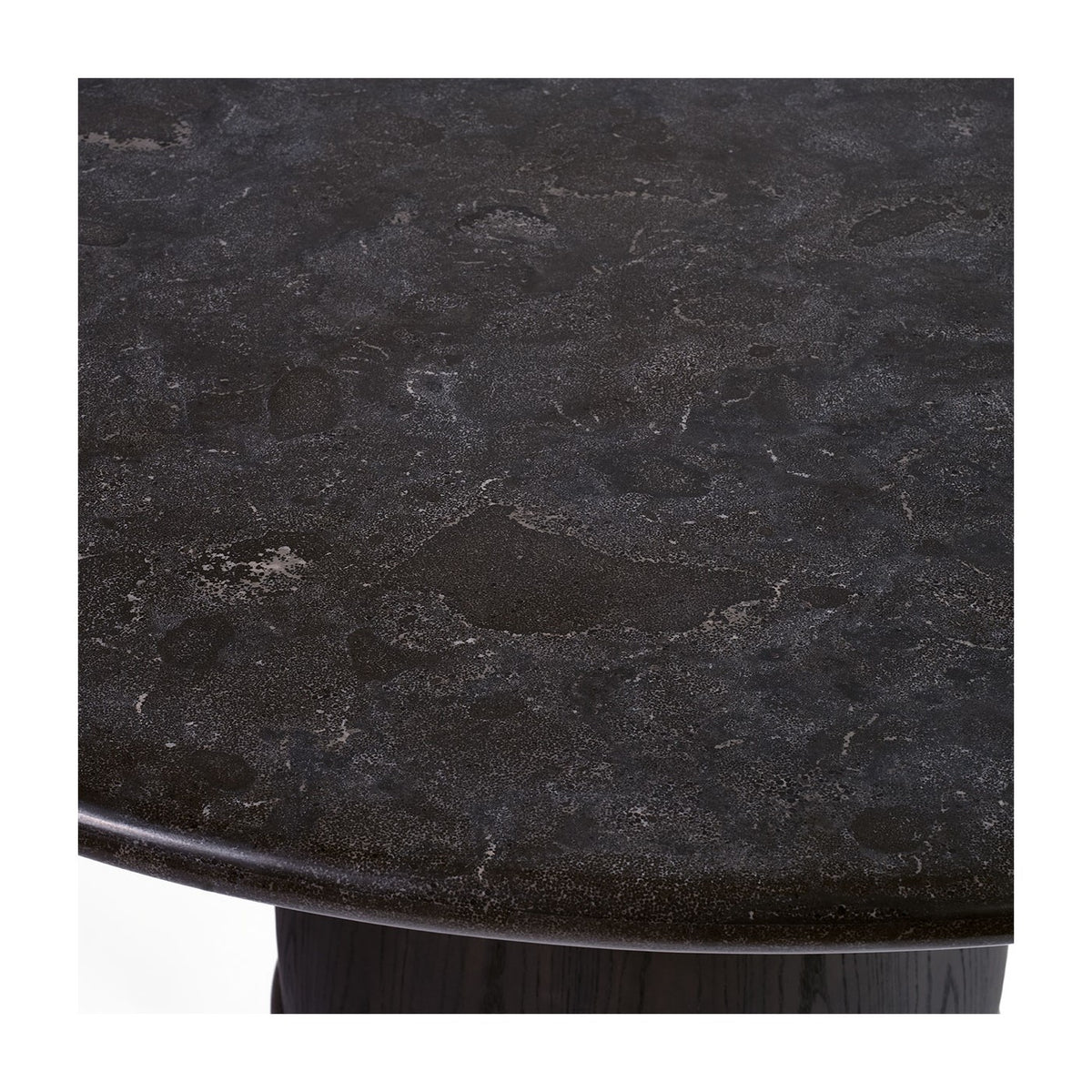 Mesa de comedor redonda de piedra y fresno oscuro Tamezret