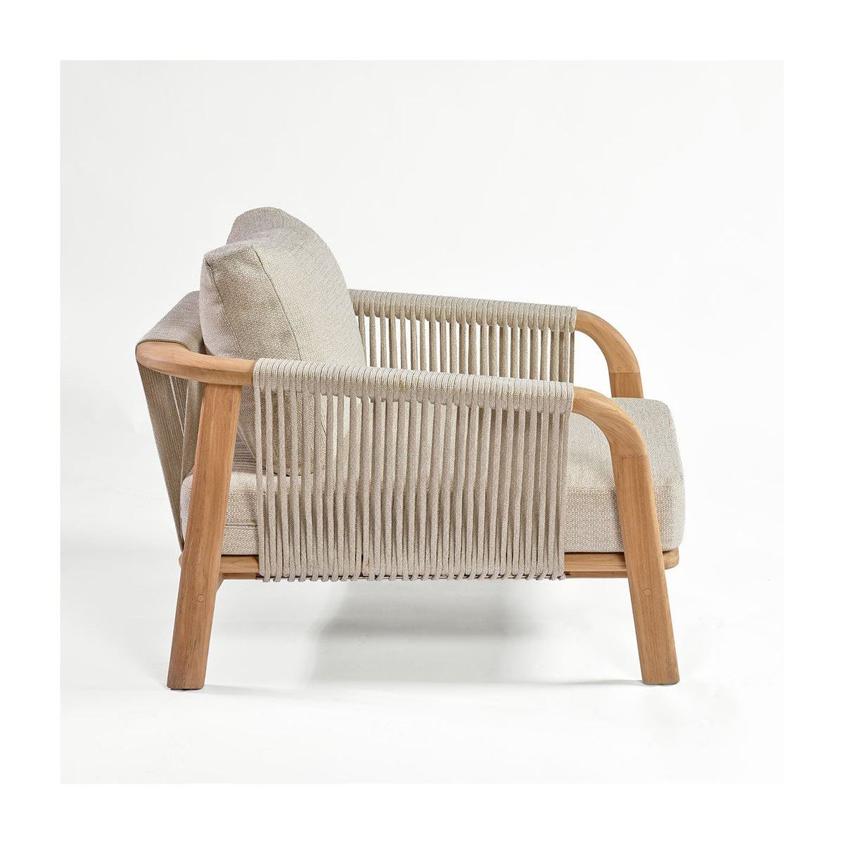 Sillón bajo de teca y cuerda para exterior Piana