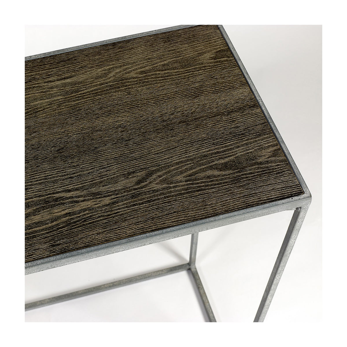 Consola de madera grisácea y metal gris Portofino