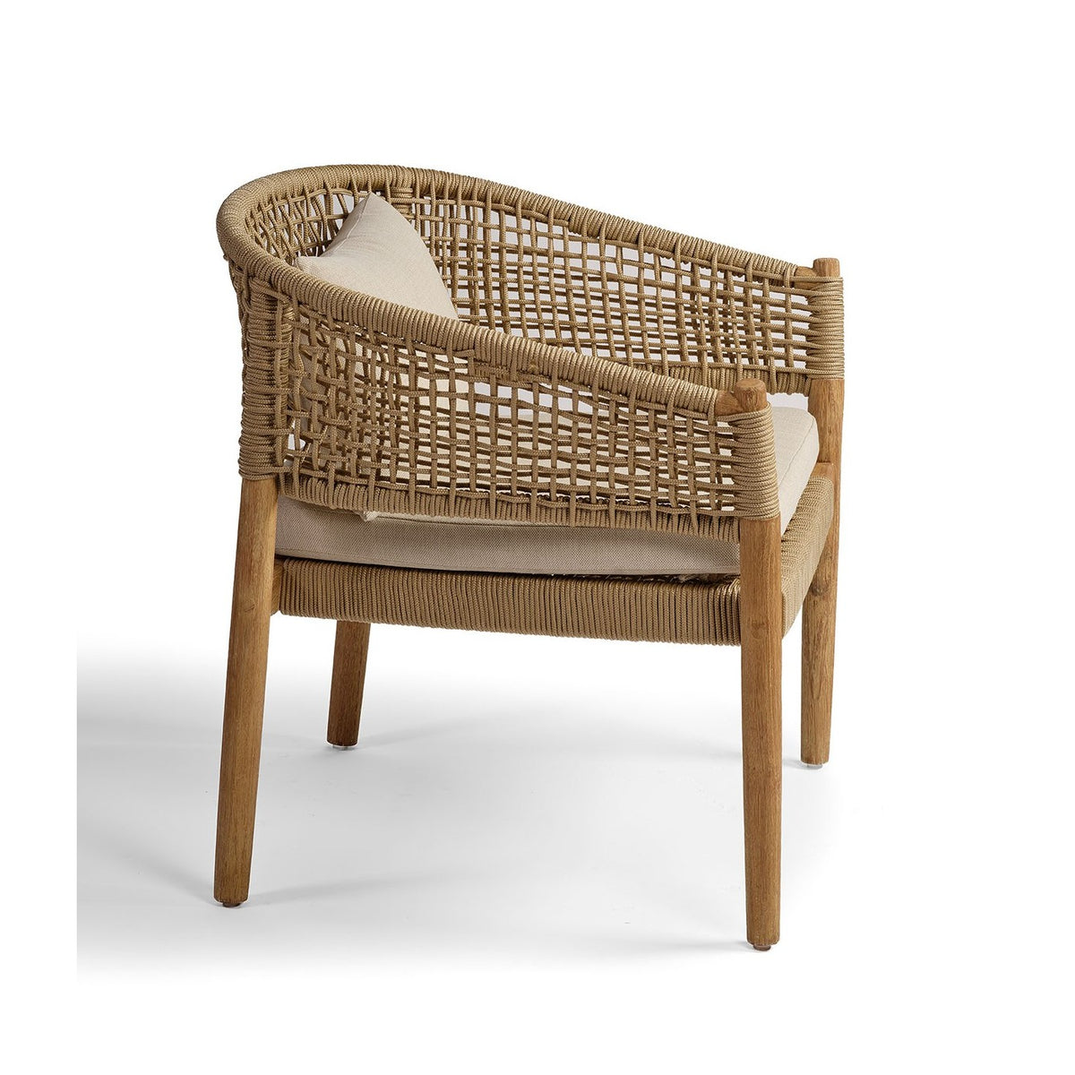 Sillón bajo de madera y cuerda arena Primošten