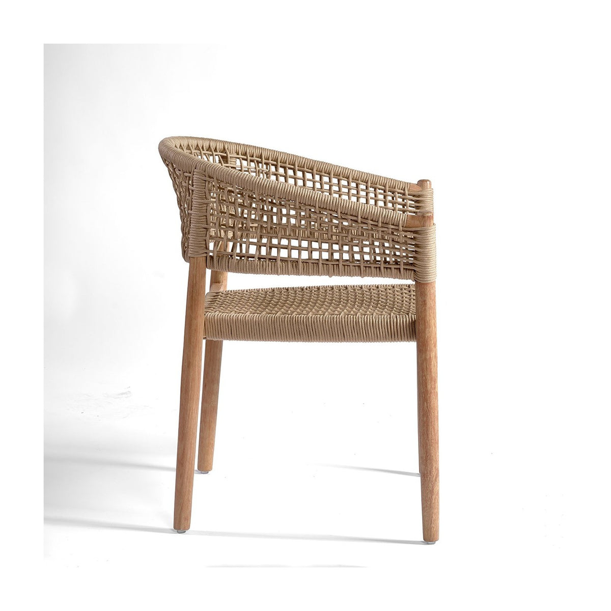 Silla apilable de exterior eucalipto y cuerda arena Biot