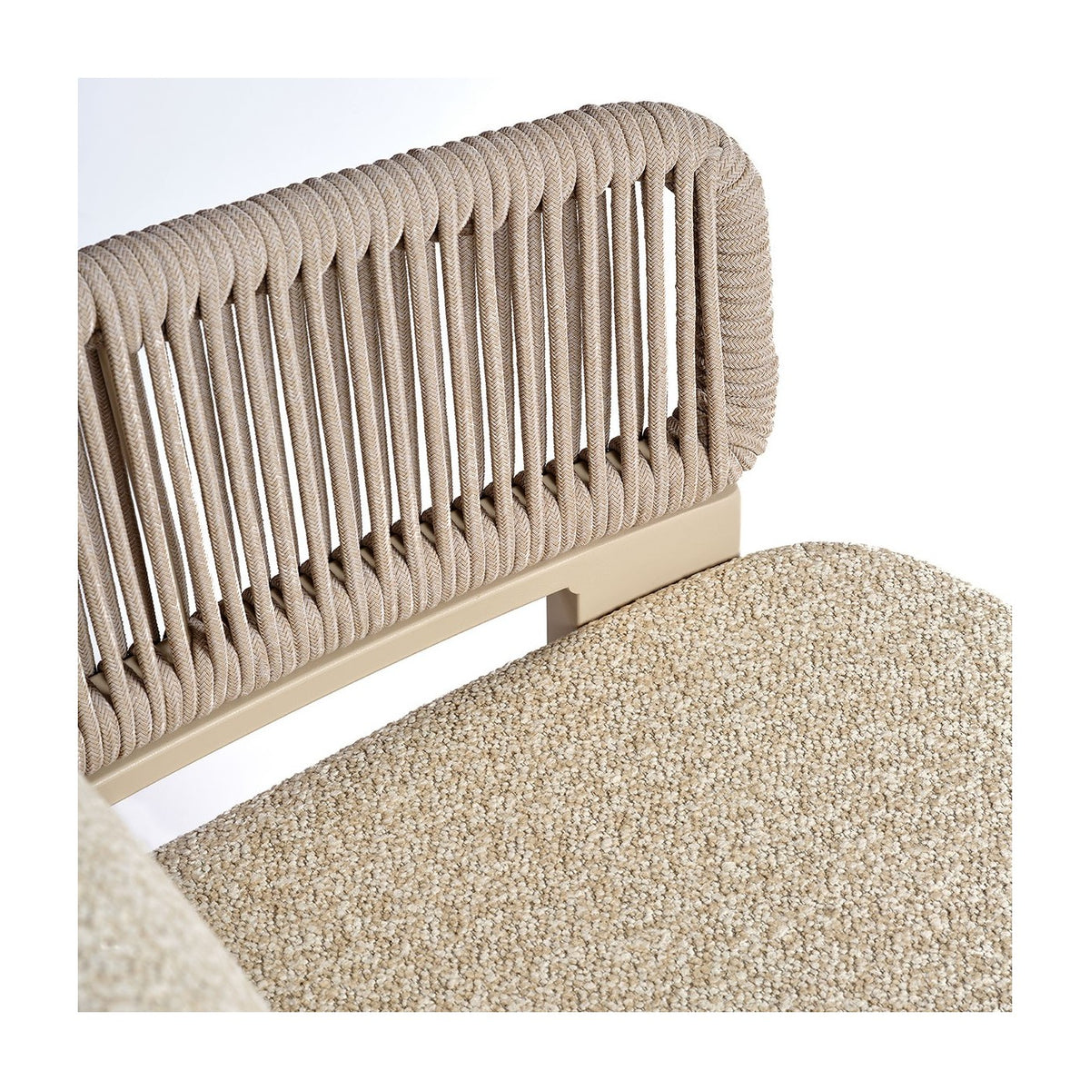 Sillón de comedor de exterior de cuerda y tapizado arena Tánger