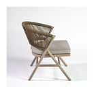 Sillón bajo de teca blanqueada y cuerda camel Kimolos