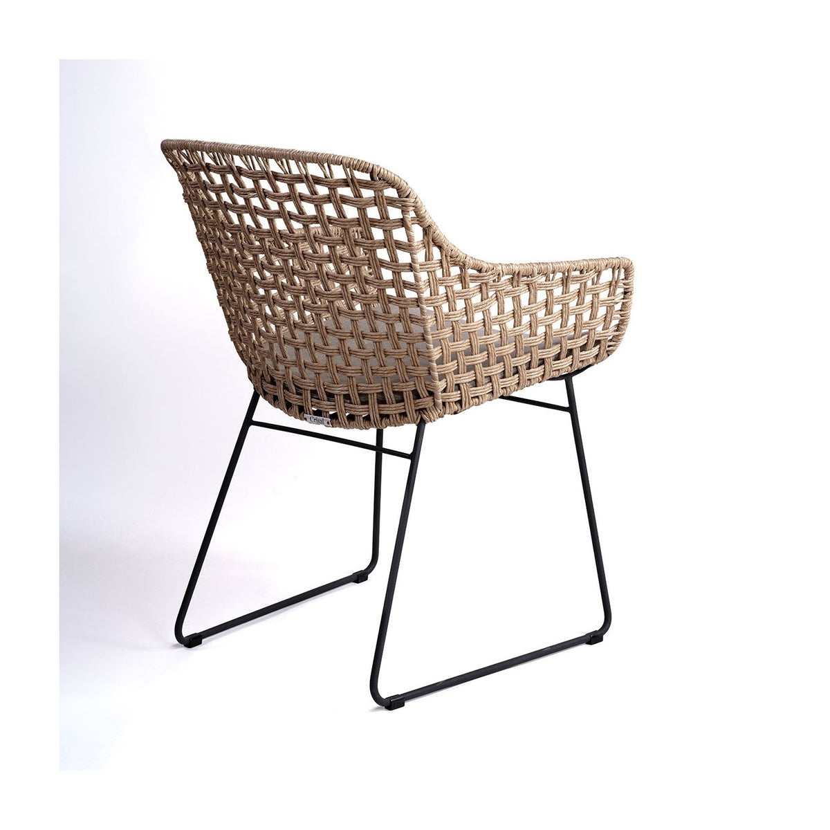 Sillón de comedor de exterior ratán y metal gris Astypalea