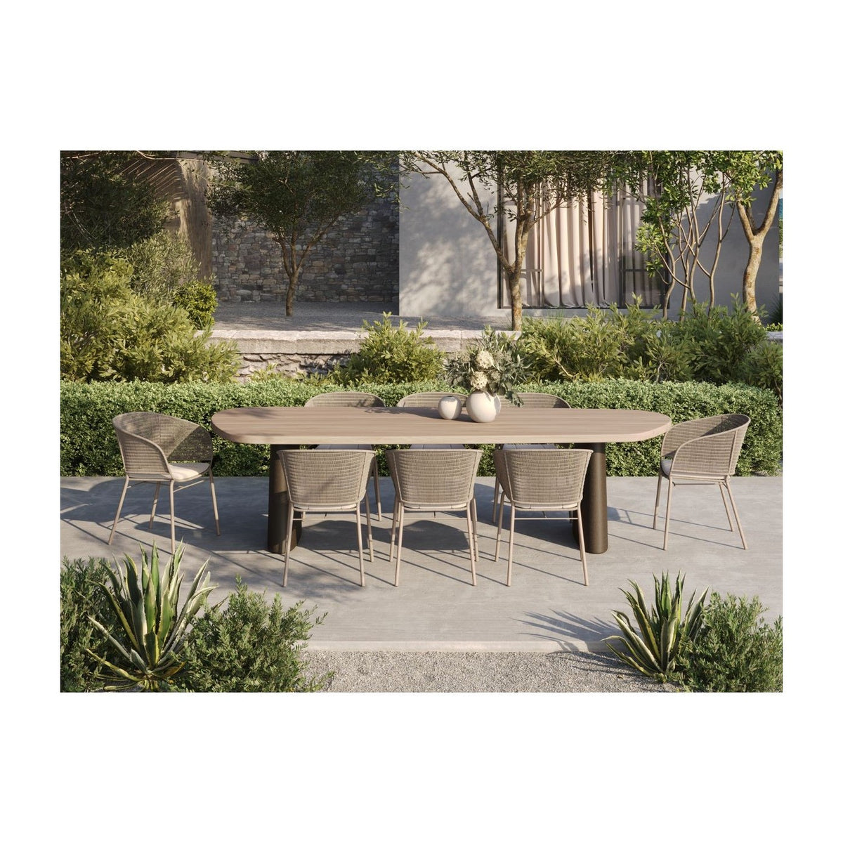 Mesa de comedor de teca y fibra de vidrio oscura Cala Tarida