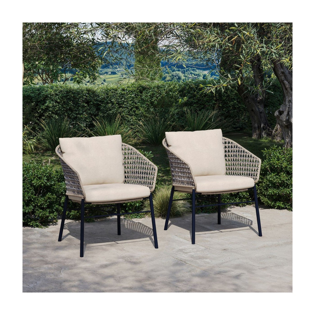 Sillón de exterior de metal y resina tiza Cala Nova