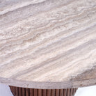 Mesa de comedor redonda de palillería y travertino Thuburbo