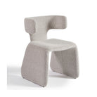 Silla de comedor tapizada en bouclé grisáceo Grimaud