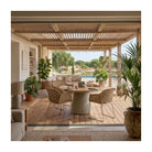 Mesa de comedor de teca grisácea y base cemento 140 Corralejo