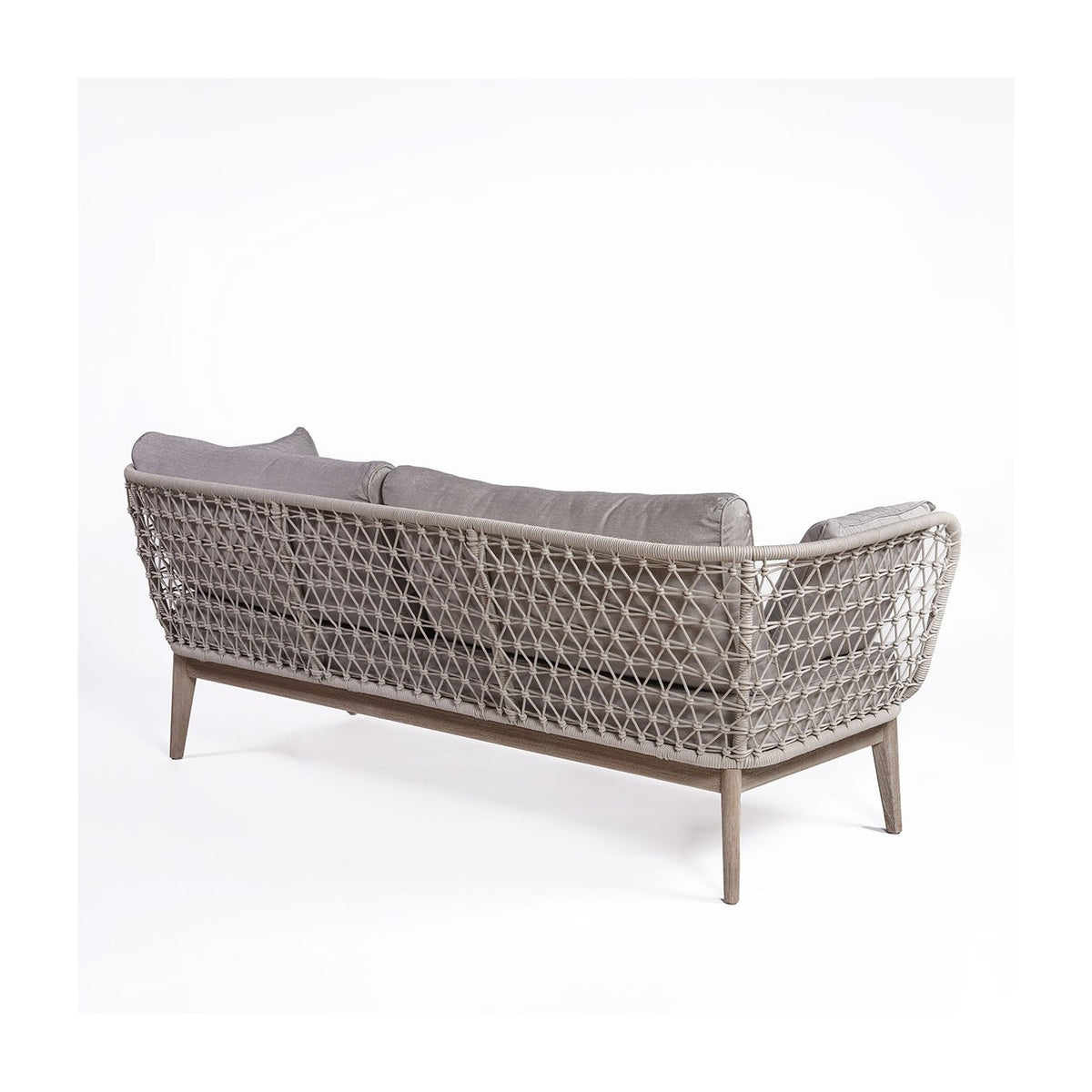 Sofá de exterior de eucalipto y cuerda blanco grisáceo Kefalonia