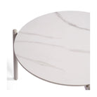 Mesa de centro redonda de aluminio y cerámica marmoleada Goult