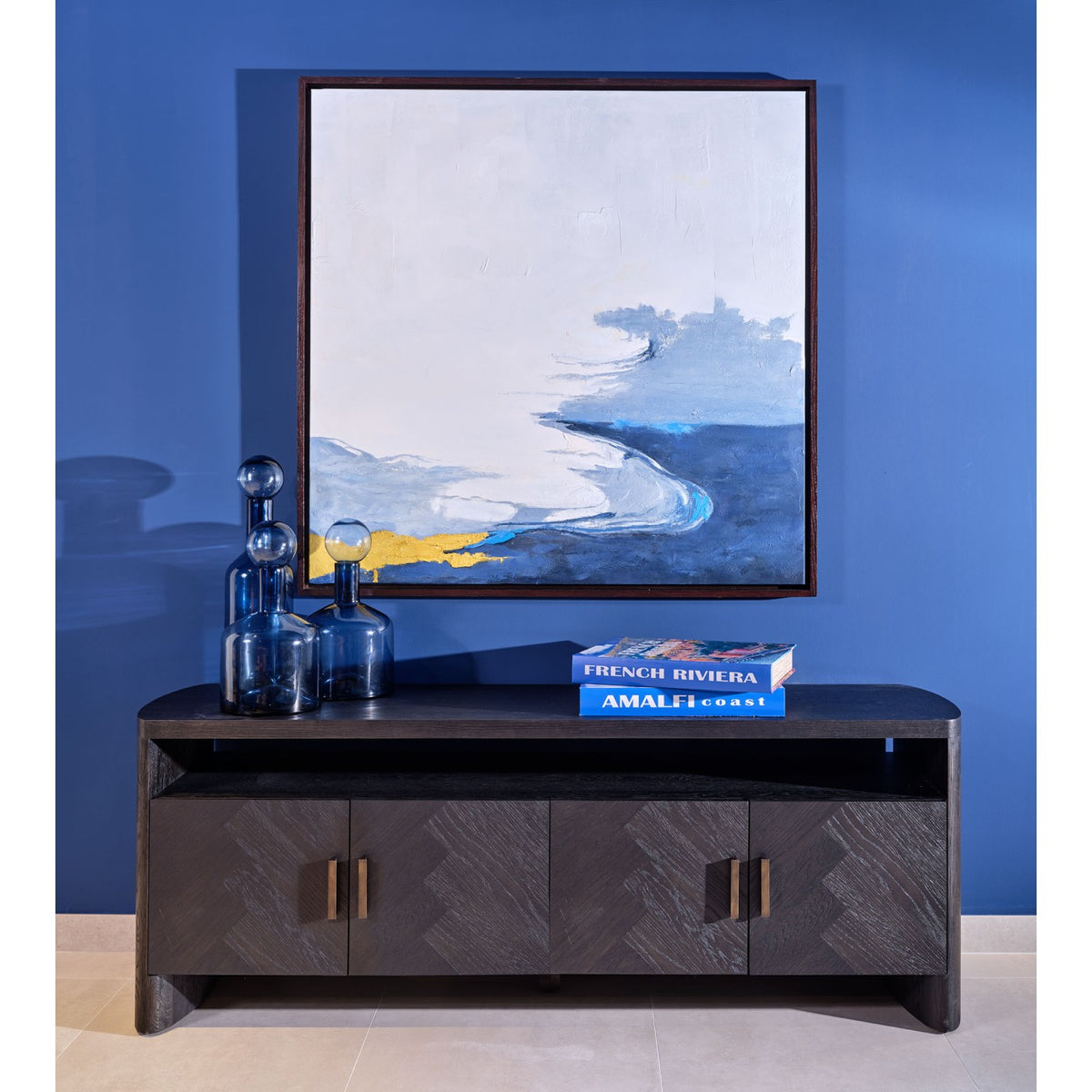 Mueble de TV de roble black brown con cuatro puertas Tamegroute