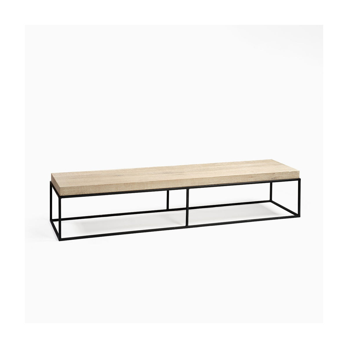 Mesa de centro rectangular de roble blanqueado y metal Lindos