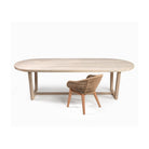 Mesa de comedor ovalada de teca y metal topo Arraiolos
