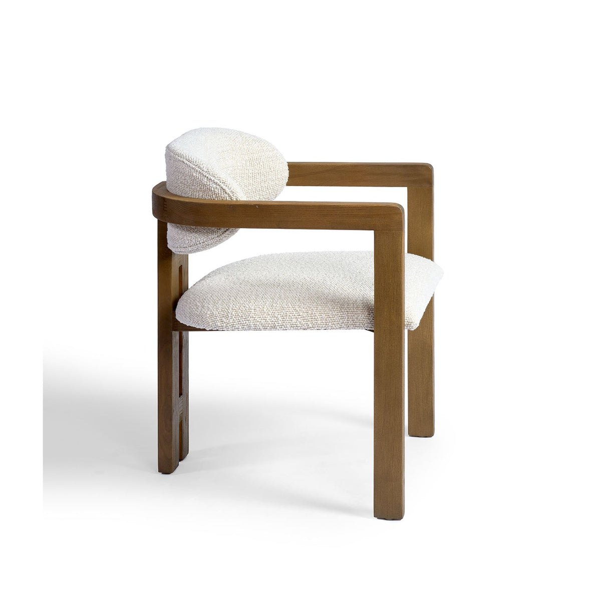 Sillón de comedor de madera y tapizado claro Benirràs