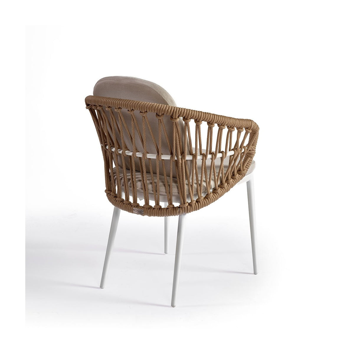 Sillón de comedor de exterior de aluminio blanco y cuerda Juan