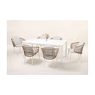 Sillón de comedor de exterior de aluminio blanco y cuerda Juan